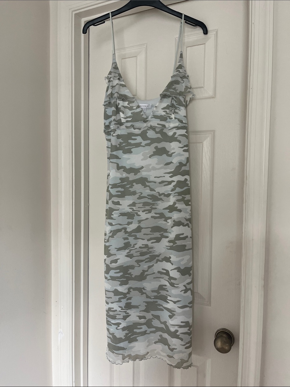 Kookai Sage Camo Slip Midi Dress
